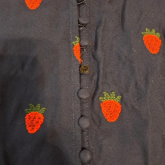 UPDATED! FARM Rio Navy and Red Midi Strawberry Dress - Picture 9 of 11